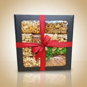 Didelė riešutinė dovana dėžėje – juoda elegantiška dėžė – Vai Nai