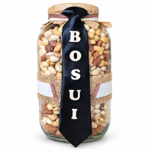 ROYAL riešutų stiklainis su juodu kaklaraiščiu ir užrašu „BOSUI“, 2300 g