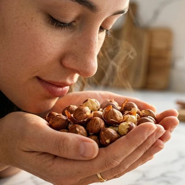 moteris-uosto-skrudintu-lazdynų-aromatas